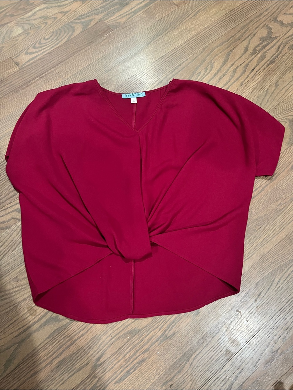 Aritzia Cranberry Twist-Front V-Neck Blouse